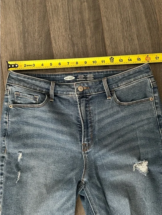Women's High Rise Skinny Distressed Denim Jeans Faded Blue Frayed Size 12 - Picture 4 of 9